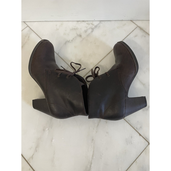 Clarks Carlisle Spice Leather Ankle Boot Heel Lace Up Women 9 M Brown - Picture 8 of 10